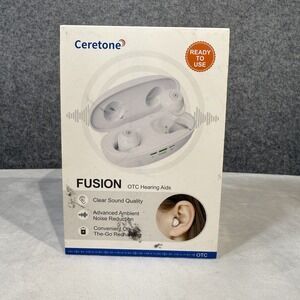 Ceretone Fusion OTC Hearing Aids (CE-A61AT) w/ Charge Case + Cable, Eartips NEW